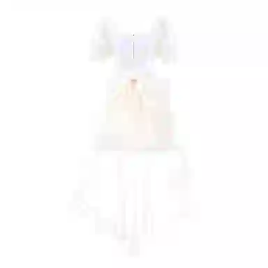 棉购 燕尾大蝴蝶结公主裙提花法式仙女蓬蓬裙生日出游海边出片短袖连衣裙 女款 纯色（拖尾可拆卸）
