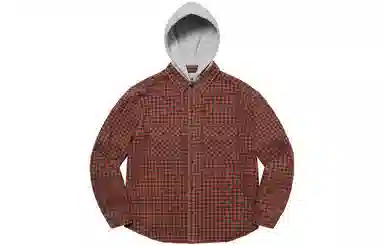 Supreme FW22 Week 10 Houndstooth Flannel Hooded Shirt