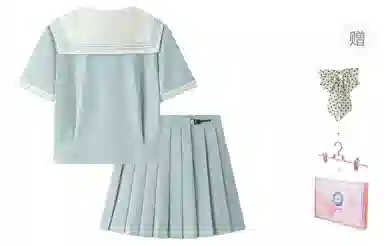 东鲸岁时记 学院风海军领短袖上衣通勤舒适半身裙制服 女款 薄荷绿