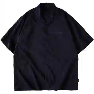 Mountain Style Logo Cuban Collar Shirt Navy