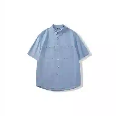 我是大卫 夏季宽松做旧高级感休闲牛仔衬衣韩版痞帅时尚短袖衬衫 男款