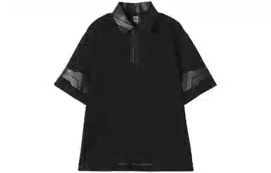 NORVINCY Letter Print Asymmetric Hem Polo Shirt