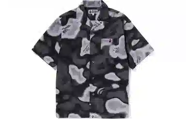 A BATHING APE Liquid Camo One Point Open Collar Shirt