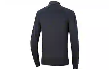 安踏 纯色翻领半拉链长袖健身衣 男款 黑色