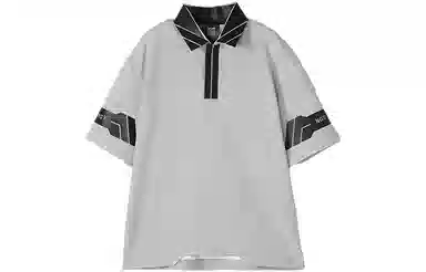 NORVINCY Letter Print Asymmetric Hem Polo Shirt