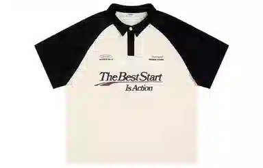 Atry拼色字母印花短袖插肩Polo衫