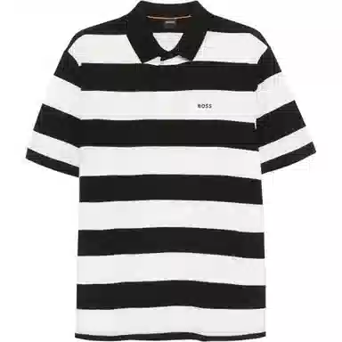 HUGO BOSS Relaxed-Fit Cotton-Piqu Polo Shirt With Horizontal Stripes LogoPolo