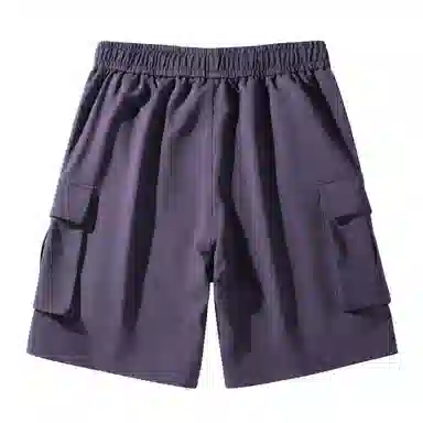 大卫贝肯 美式复古基础款纯色宽松大口袋系带直筒休闲日常通勤五分针织工装短裤 男女同款