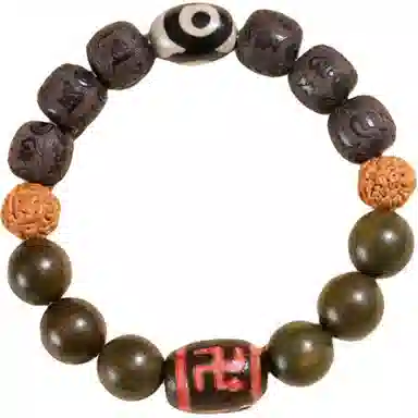 【前途无量】 指尖瑰宝 高级感国潮民族风六字真言藏式天珠转运招财盘玩串珠#好运 金丝檀木 手串 男款