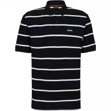 HUGO BOSS Relaxed-Fit Cotton-Piqu Polo Shirt With Horizontal Stripes LogoPolo