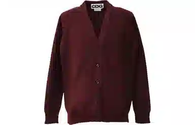 CDG Logo V-Neck Knit Sweater Burgundy