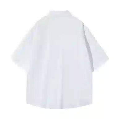 红蜻蜓 美式高街基础纯色复古简约字母宽松休闲落肩百搭经典短袖衬衫 男女同款