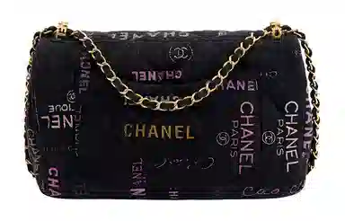 CHANEL Classic Flap CF Denim Black Gold
