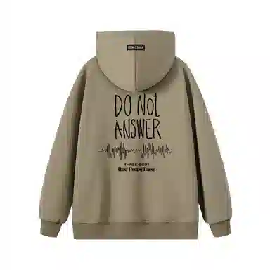 三体 不要回答系列 美式复古休闲宽松百搭简约基础款字母印花连帽高街潮牌街头嘻哈长袖重磅卫衣 男女同款