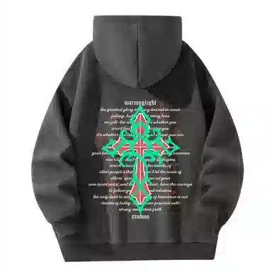 WARNING LIGHT Cross Print Hoodie