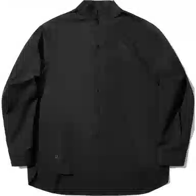 中国李宁 潮流运动系列 宽松休闲舒适立领长袖衬衫 男女同款 黑色