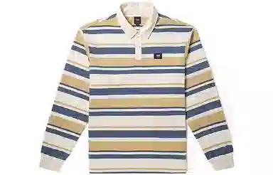 Vans Striped Long Sleeve Polo Shirt Off White