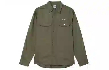 Nike SB Logo Embroidered Long Sleeve Shirt Olive