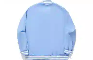 中国李宁 刺绣棒球领单排扣宽松针织夹克外套 男款 亮空蓝