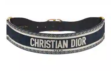 DIOR Christian Dior Belt Classic Monogram CD Buckle Black Beige 6.5cm