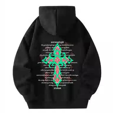 WARNING LIGHT Cross Print Hoodie