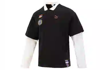 PUMA Team Badge Polo Longsleeve Black
