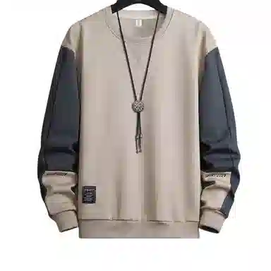 北极绒 圆领拼接套头韩版宽松长袖卫衣 男款