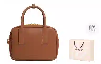 妙迪 秋冬复古时尚保龄球包波士顿枕头包 植鞣头层牛皮 单肩斜挎手提包 中号 女款 琥珀棕