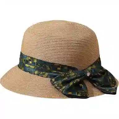 红豆 遮阳户外防紫外线可折叠蝴蝶结 聚酯纤维 防晒帽 女款