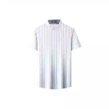 富铤 纯色亲肤透气条纹翻领短袖衬衫 男款