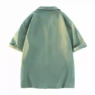 兰缪 美式复古高街风纯色基础款休闲透气宽松日常百搭通勤亲肤舒适柔软圆领短袖衬衫 男女同款