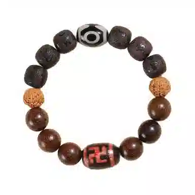 【前途无量】 指尖瑰宝 高级感国潮民族风六字真言藏式天珠转运招财盘玩串珠#好运 金丝檀木 手串 男款