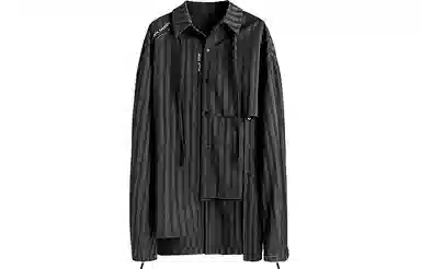 Huànxiàngzhě Unisex Dark Stripe Shirt Black