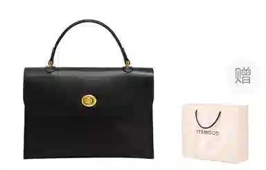 妙迪 复古简约通勤 二层牛皮 手提斜挎单肩包 常规 女款 黑色