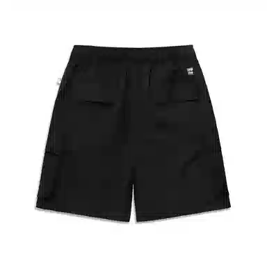 中国李宁 重燃系列 纯色中腰舒适透气宽松直筒运动短裤 男款 黑色