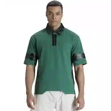 NORVINCY Letter Print Asymmetric Hem Polo Shirt