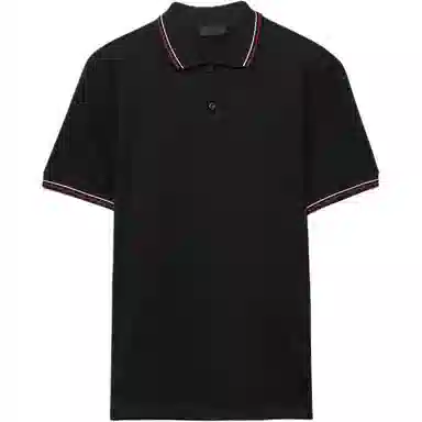 Prada Striped Edge Polo Shirt Black