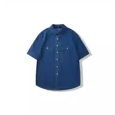 我是大卫 夏季宽松做旧高级感休闲牛仔衬衣韩版痞帅时尚短袖衬衫 男款