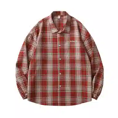 DAREASY Vintage Letter Embroidered Plaid Shirt