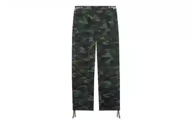 中国李宁 黄金年代 满印迷彩图案纽扣直筒休闲裤 男款 绿色