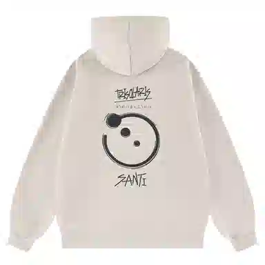 三体 文明符号系列 纯色多巴胺简约印花休闲百搭基础口袋宽松连帽套头重磅长袖卫衣 男女同款