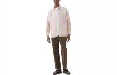 UNIQLO U Series Striped Shirt Light Pink Orange