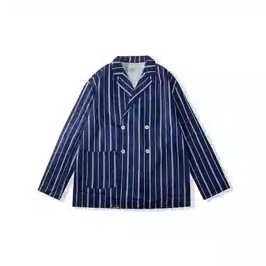 我是大卫 条纹宽松双排扣长袖衬衫 男款