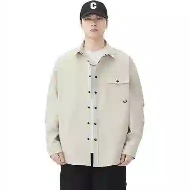 独驰 日系复古工装宽松翻领长袖衬衫 男女同款