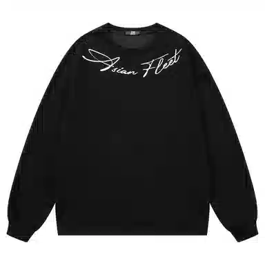 三体 太空军舰队系列 美式复古简约基础款字母印花宽松休闲百搭高街潮牌时尚舒适个性学生多巴胺重磅圆领套头长袖卫衣 男女同款