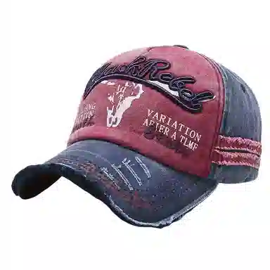 钓鱼熊 百搭复古刺绣字母水洗牛仔做旧遮阳防晒帽太阳帽 棉 鸭舌帽 男女同款情侣款