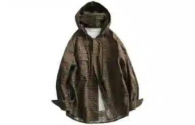 见川 日系极简工装风重水洗棉麻料连帽阔版长袖衬衫 男女同款