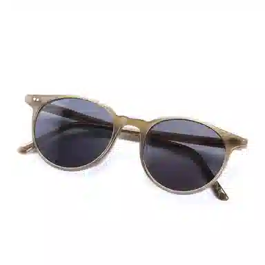 青雉作 少年感美式复古灰色墨镜波士顿细边超轻圆框 防紫外线偏光镜片开车驾驶镜 圆形 太阳眼镜 男女同款情侣款 玳瑁色 豆蔻色