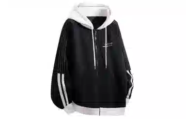 王者荣耀 李白款 数字字母涂鸦拼接拼色印花简约拉链长袖休闲宽松舒适常规宽松适中重磅连帽落肩袖卫衣 男女同款