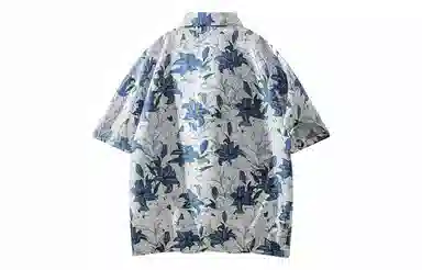 冰飞 日系复古花卉夏威夷轻薄宽松翻领短袖衬衫 男女同款